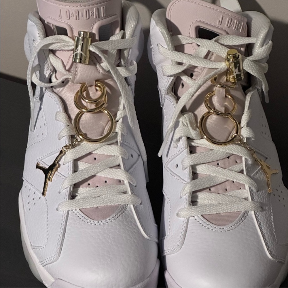 Jordan White and Pink retro 6 Sneakers